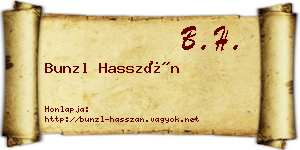 Bunzl Hasszán névjegykártya